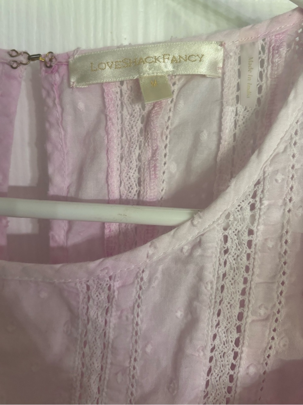 LoveShackFancy Light Pink Lace-Trim Chemise